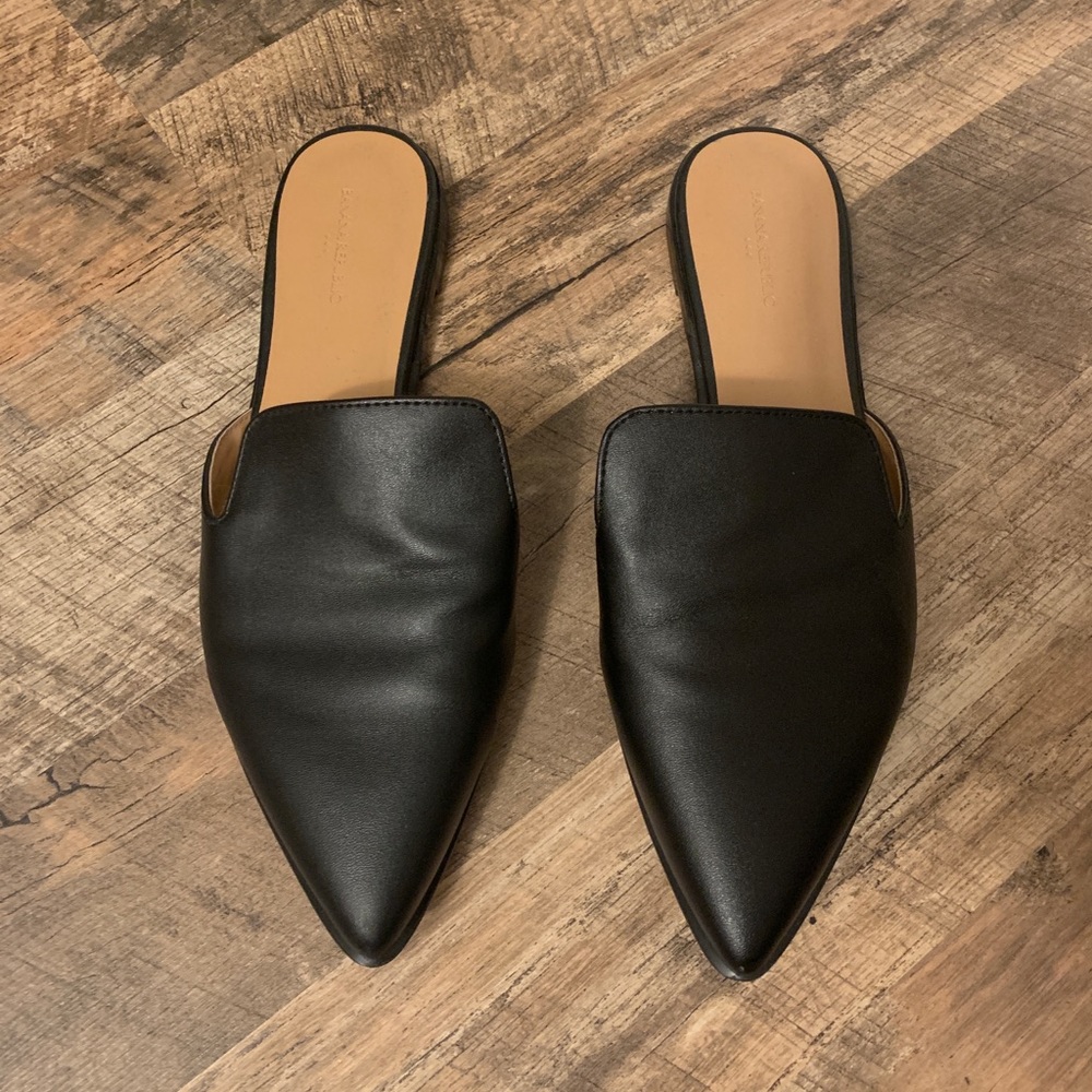Banana Republic Factory Black Faux Leather Mules